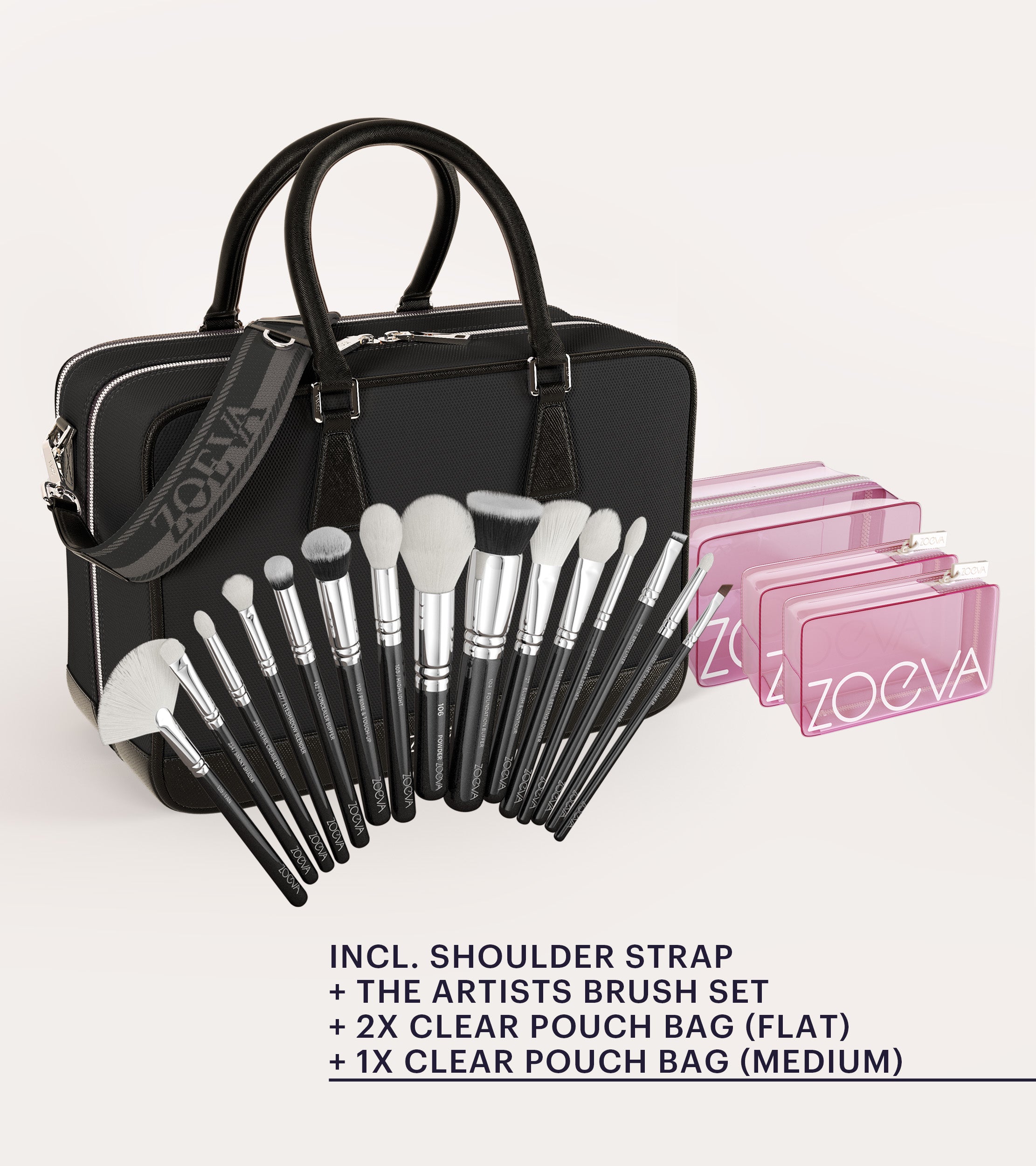 ZOEVA - The Zoe Bag & The Artists Pincel Set (Black) - BRUSH SET
