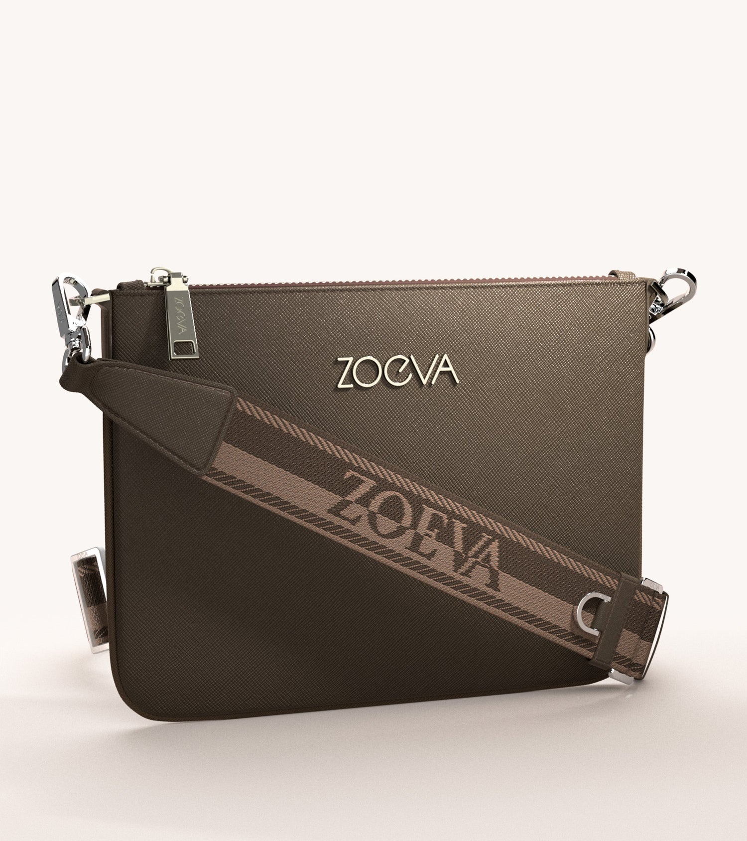 The Everyday Clutch & Shoulder Strap (Chocolate) Main Image featured