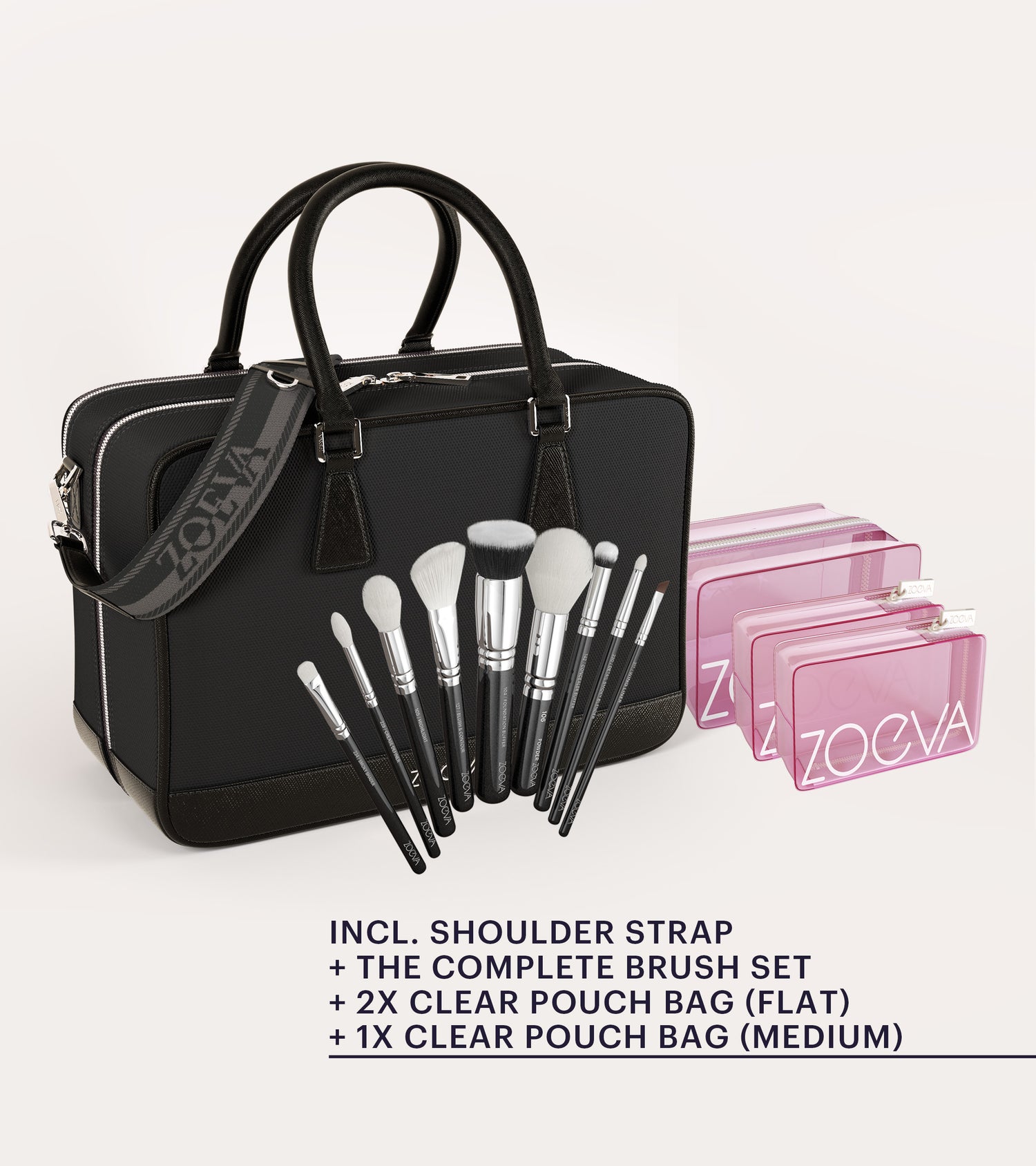 The Zoe Bag & The Complete Brush Set (Black) Main Image featured
