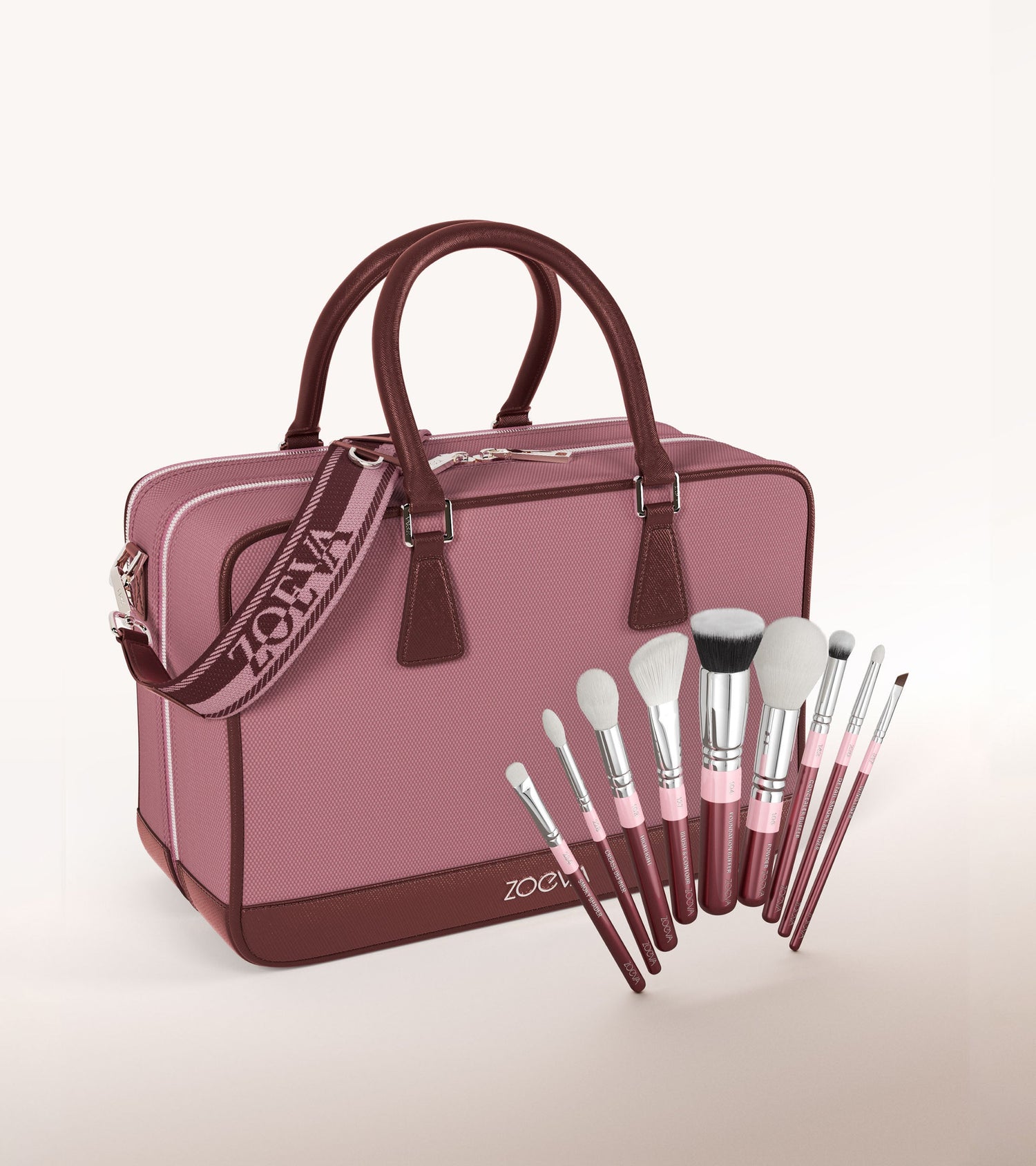 The Zoe Bag & The Complete Brush Set (Dusty Bordeaux) Main Image featured