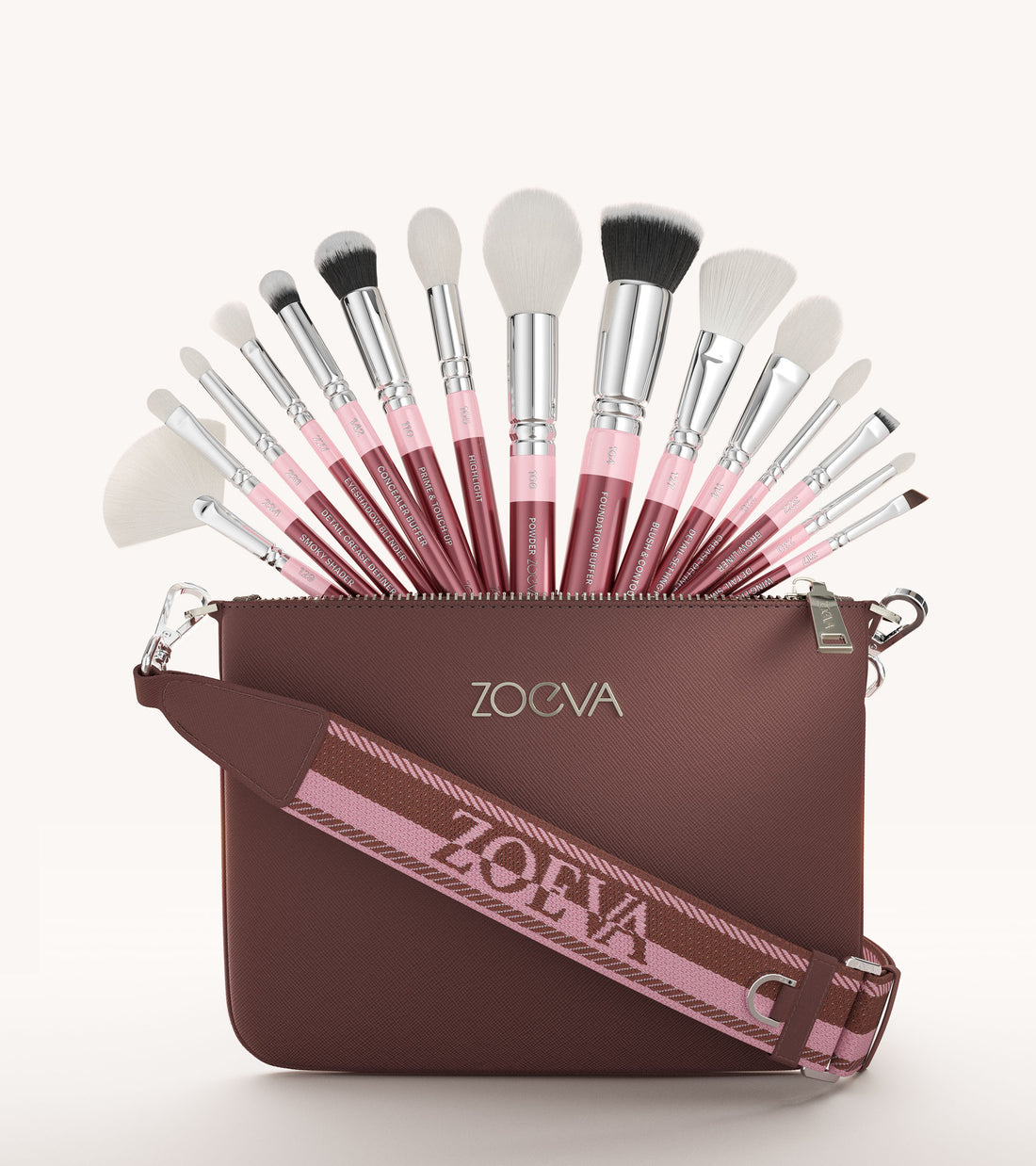 ZOEVA - The Artists Pinselset & Shoulder Strap (Bordeaux) - BRUSH SET