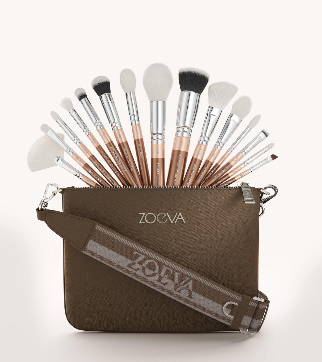 ZOEVA - The Artists Pinselset & Shoulder Strap (Light Chocolate) - BRUSH SET