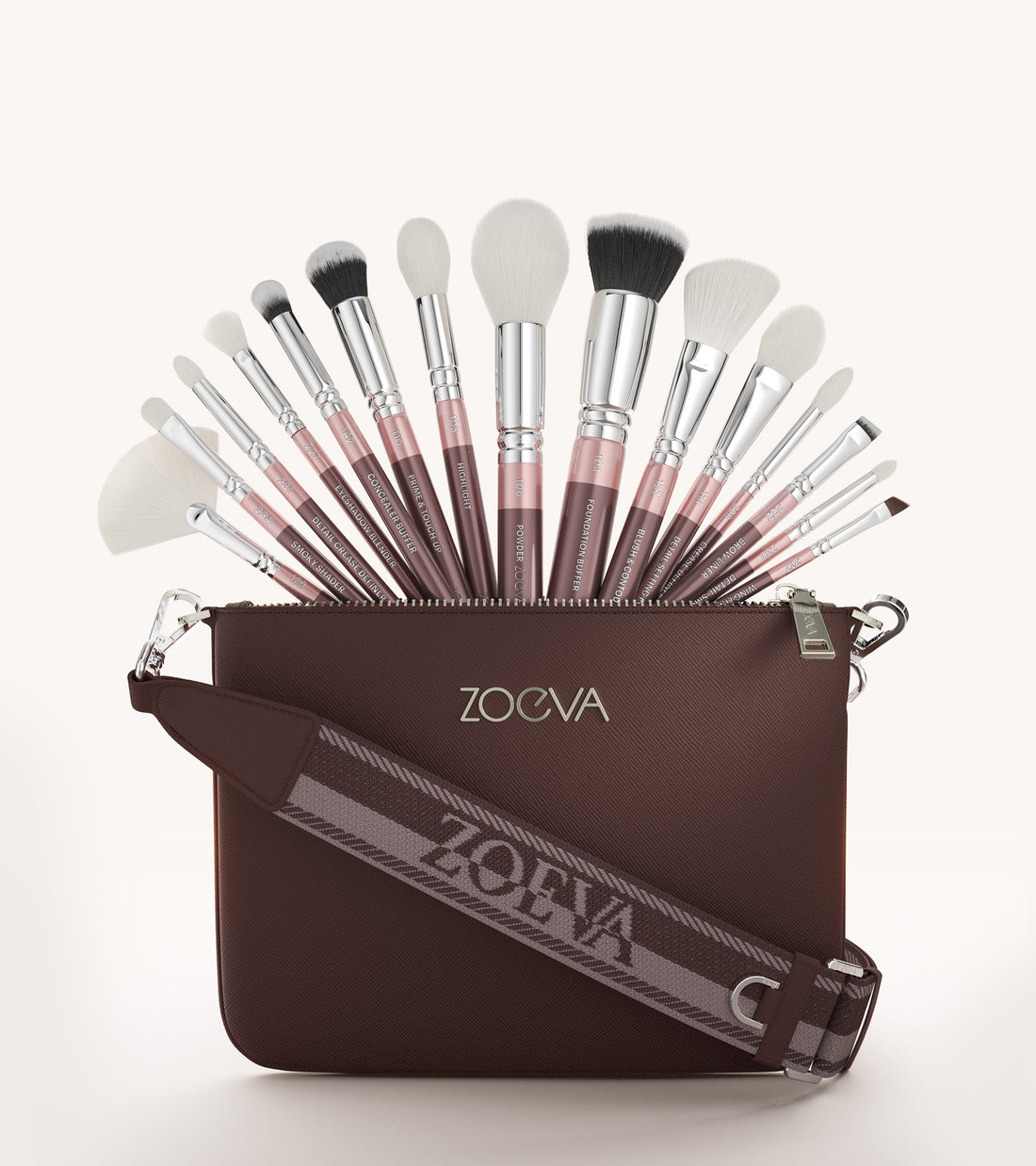 ZOEVA - The Artists Pinselset & Shoulder Strap (Plum) - BRUSH SET