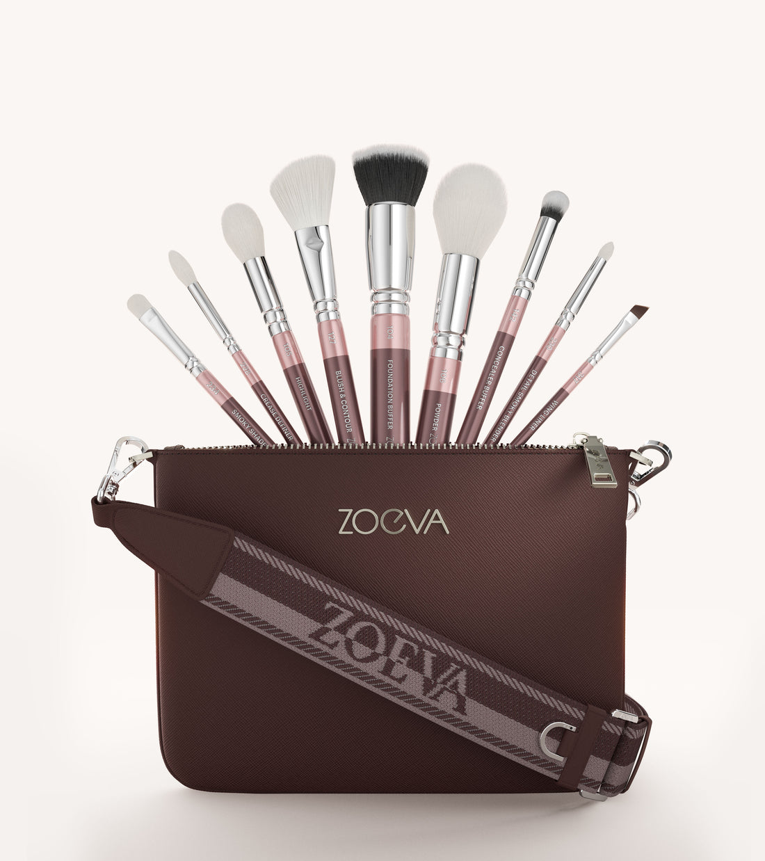 ZOEVA - The Complete Pinselset & Shoulder Strap (PLUM) - BRUSH SET