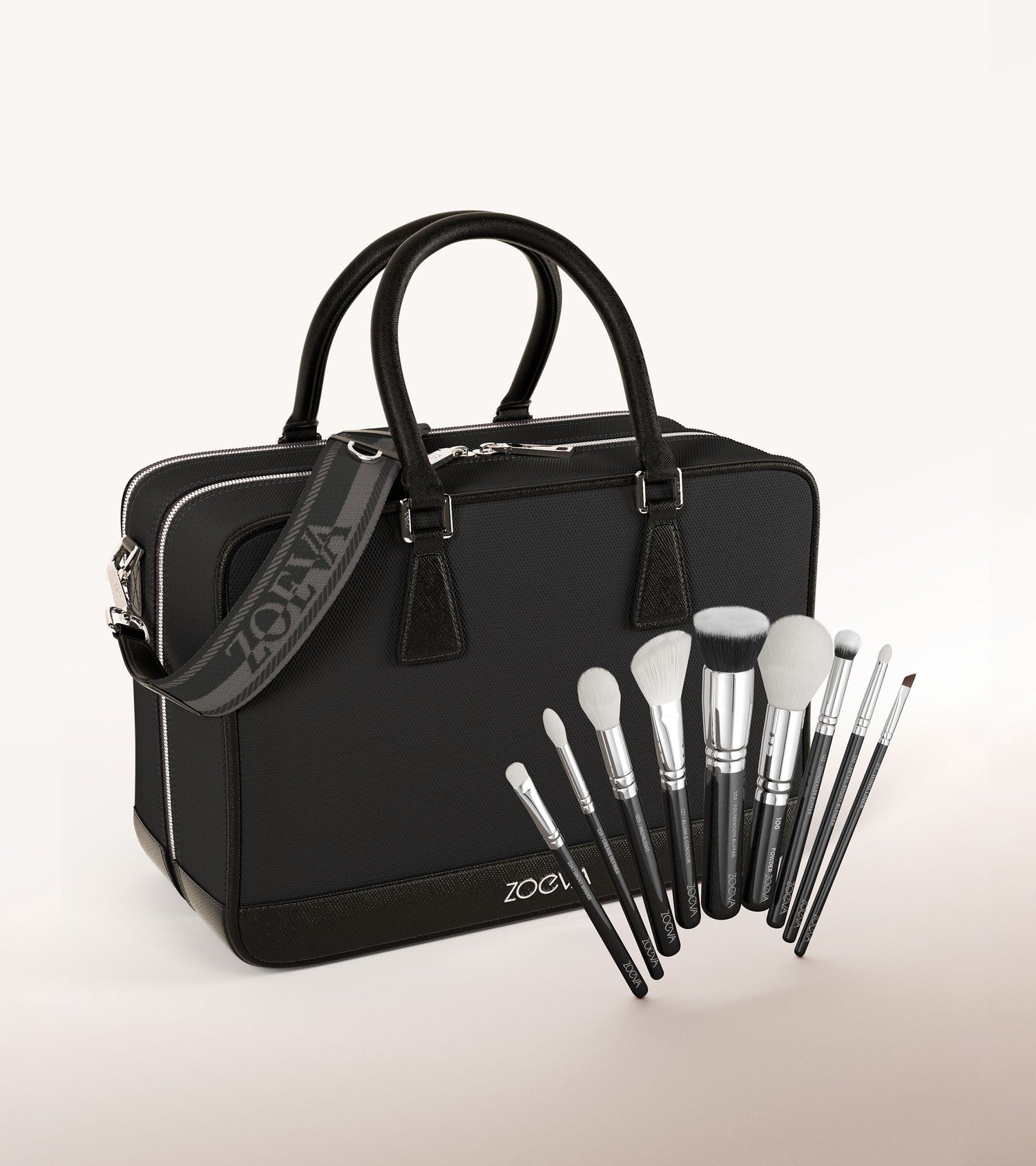The Zoe Bag & The Complete Brush Set (Black) Main Image 1