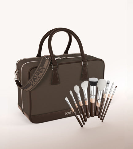 The Zoe Bag & The Complete Brush Set (Chocolate)
