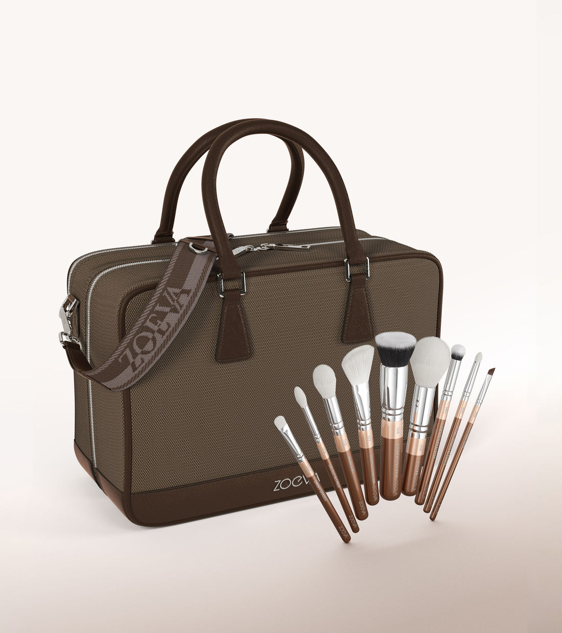 ZOEVA - The Zoe Bag & The Complete Pinselset (LIGHT CHOCOLATE) - BRUSH SET