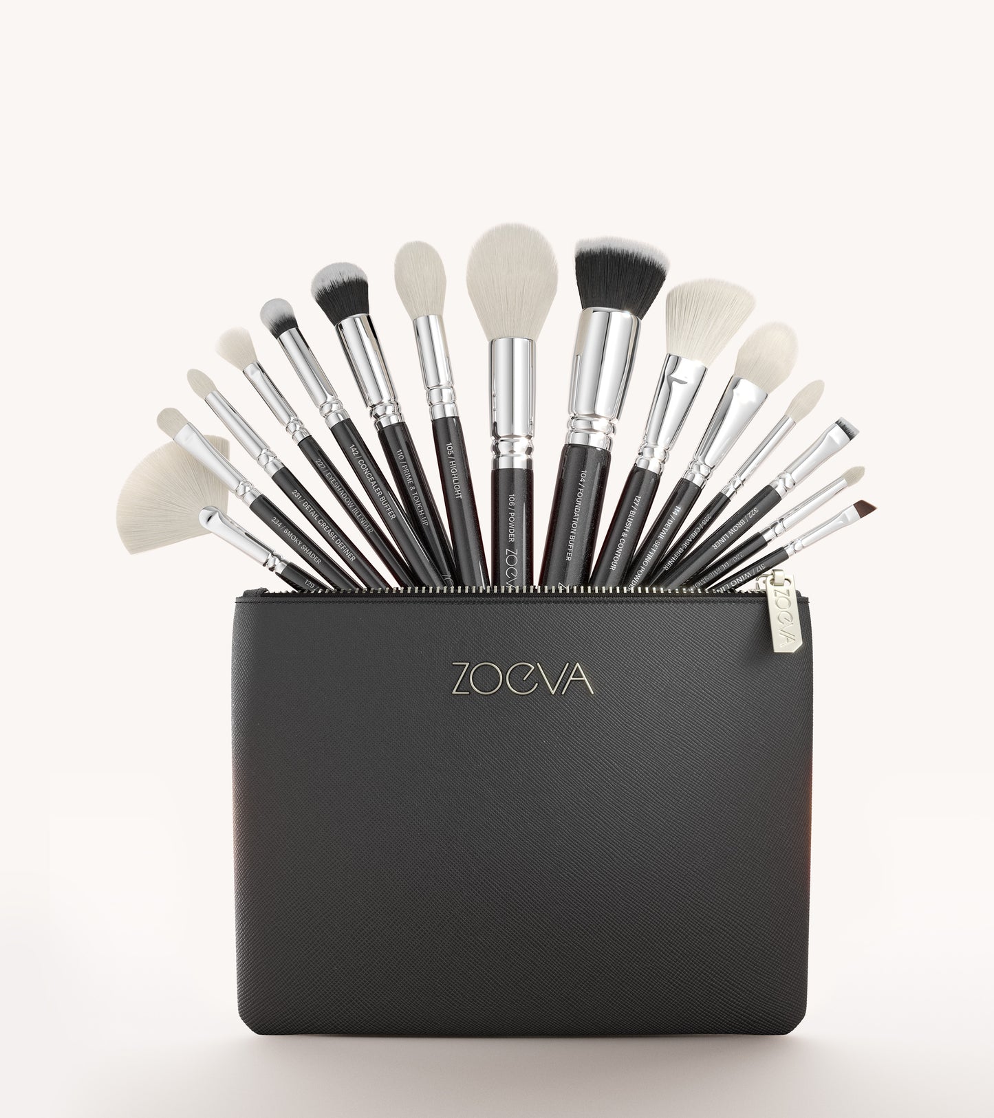 Zoeva 15 Piece Black Makeup Brush Set with 2024 Carrying Case